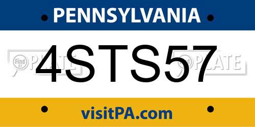 4STS57 Pennsylvania License Plate
