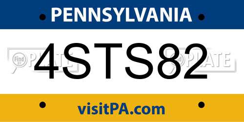 4STS82 Pennsylvania License Plate