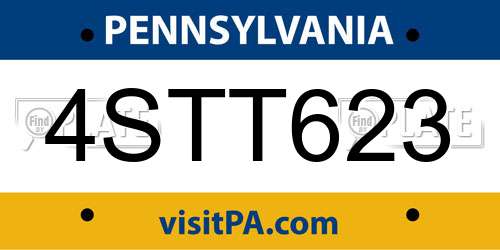 4STT623 Pennsylvania License Plate