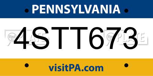 4STT673 Pennsylvania License Plate