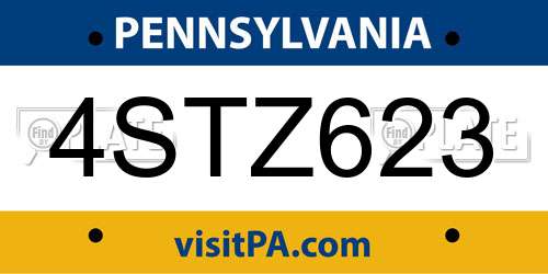 4STZ623 Pennsylvania License Plate