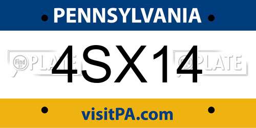 4SX14 Pennsylvania License Plate