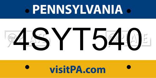 4SYT540 Pennsylvania License Plate