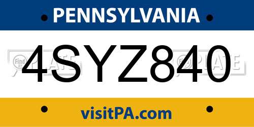 4SYZ840 Pennsylvania License Plate