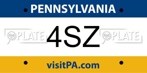 4SZ Pennsylvania License Plate