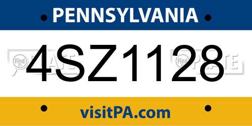 4SZ1128 Pennsylvania License Plate