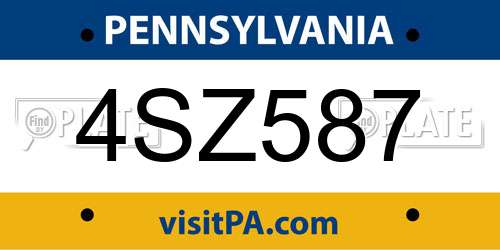 4SZ587 Pennsylvania License Plate