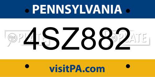 4SZ882 Pennsylvania License Plate