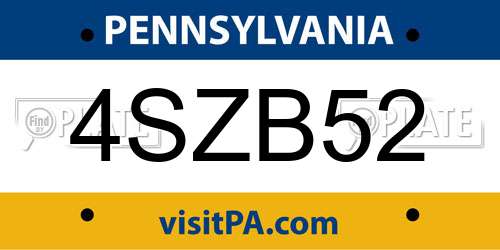 4SZB52 Pennsylvania License Plate
