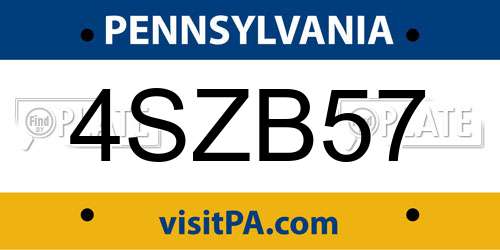 4SZB57 Pennsylvania License Plate