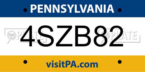 4SZB82 Pennsylvania License Plate
