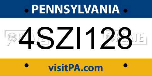 4SZI128 Pennsylvania License Plate