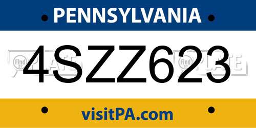 4SZZ623 Pennsylvania License Plate
