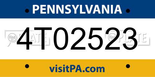 4T02523 Pennsylvania License Plate