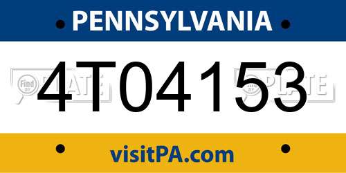 4T04153 Pennsylvania License Plate