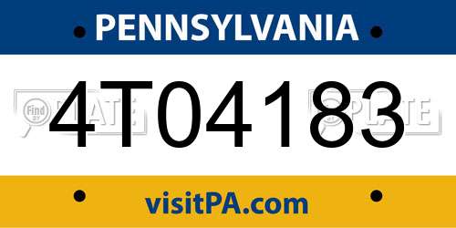 4T04183 Pennsylvania License Plate