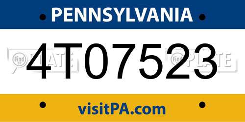 4T07523 Pennsylvania License Plate