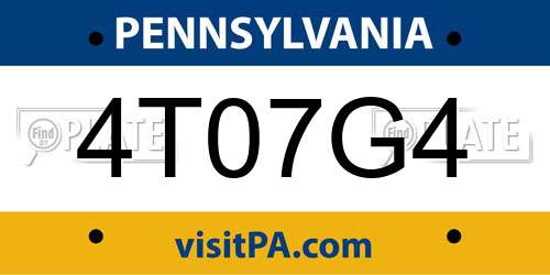4T07G4 Pennsylvania License Plate