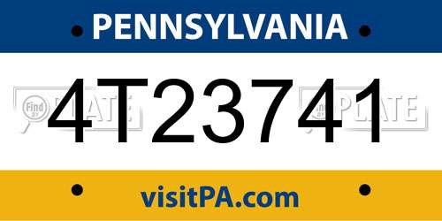 4T23741 Pennsylvania License Plate