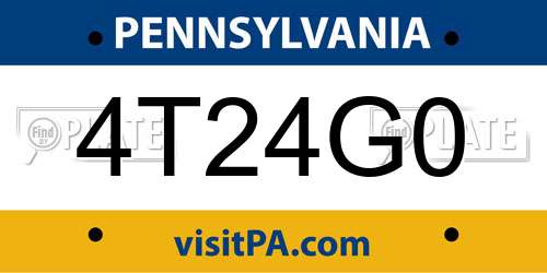 4T24G0 Pennsylvania License Plate