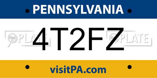 4T2FZ Pennsylvania License Plate