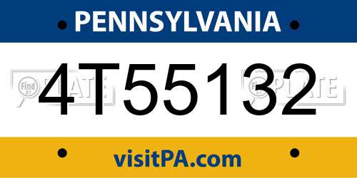 4T55132 Pennsylvania License Plate