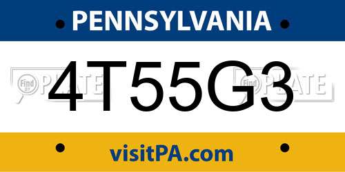 4T55G3 Pennsylvania License Plate
