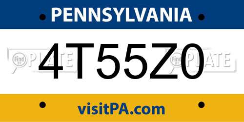 4T55Z0 Pennsylvania License Plate