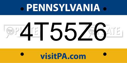 4T55Z6 Pennsylvania License Plate