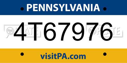 4T67976 Pennsylvania License Plate