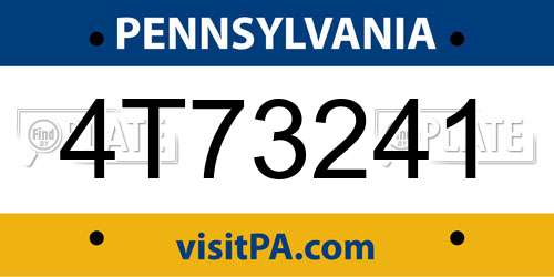 4T73241 Pennsylvania License Plate