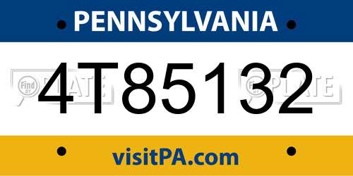 4T85132 Pennsylvania License Plate