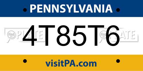 4T85T6 Pennsylvania License Plate