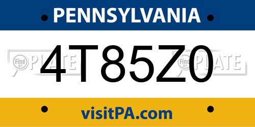 4T85Z0 Pennsylvania License Plate