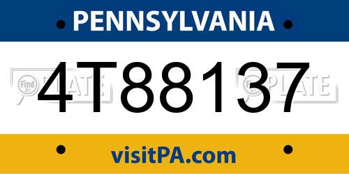 4T88137 Pennsylvania License Plate