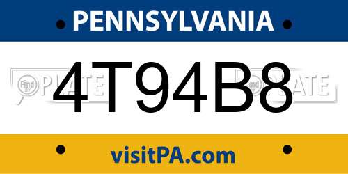 4T94B8 Pennsylvania License Plate
