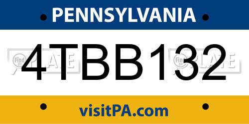4TBB132 Pennsylvania License Plate