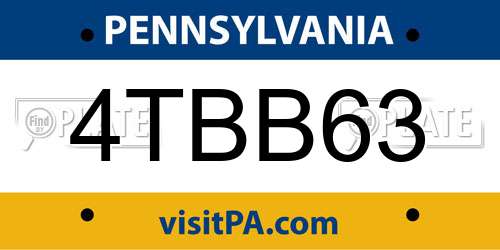 4TBB63 Pennsylvania License Plate