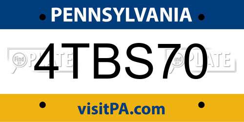 4TBS70 Pennsylvania License Plate