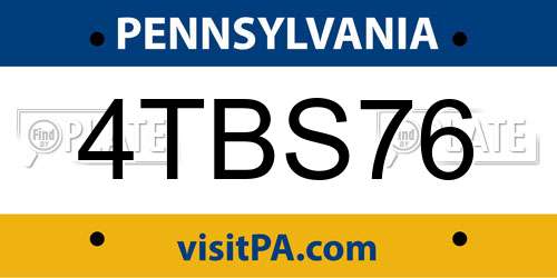 4TBS76 Pennsylvania License Plate