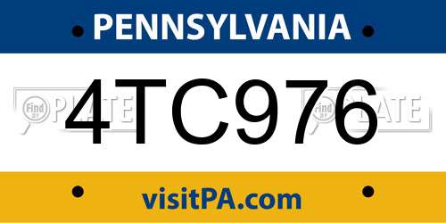4TC976 Pennsylvania License Plate