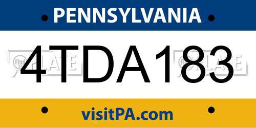 4TDA183 Pennsylvania License Plate