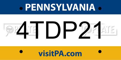 4TDP21 Pennsylvania License Plate