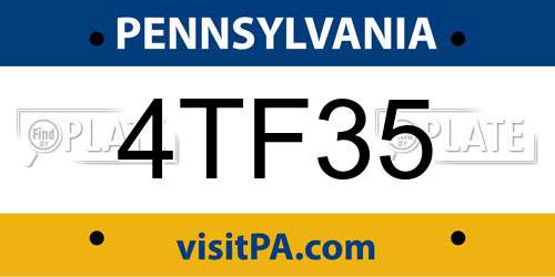 4TF35 Pennsylvania License Plate