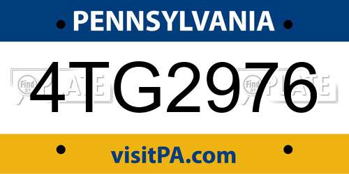 4TG2976 Pennsylvania License Plate