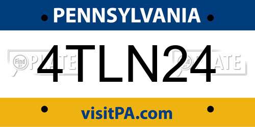 4TLN24 Pennsylvania License Plate