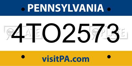 4TO2573 Pennsylvania License Plate