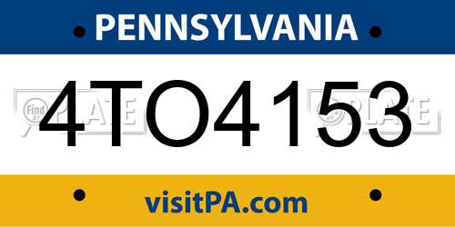 4TO4153 Pennsylvania License Plate