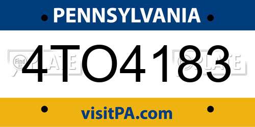 4TO4183 Pennsylvania License Plate