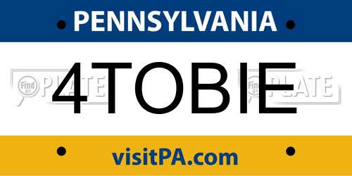 4TOBIE Pennsylvania License Plate